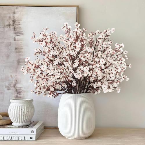 Babys Breath Artificial Flowers, 8 Bundles White Real Touch Fake Flowers Silk Flowers Bulk for Vase Home Office Wedding Spring Indoor Outdoor Centerpiece Table Party Decorations