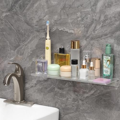 Clear Acrylic Floating Shelves Set of 4 for Lego Sets Funko Pop Collectibles Kids Bookshelf Figures Plant Picture Photo Modern Wall Ledge Floating Shelf for Bedroom Decor Living Room Wall Shelf