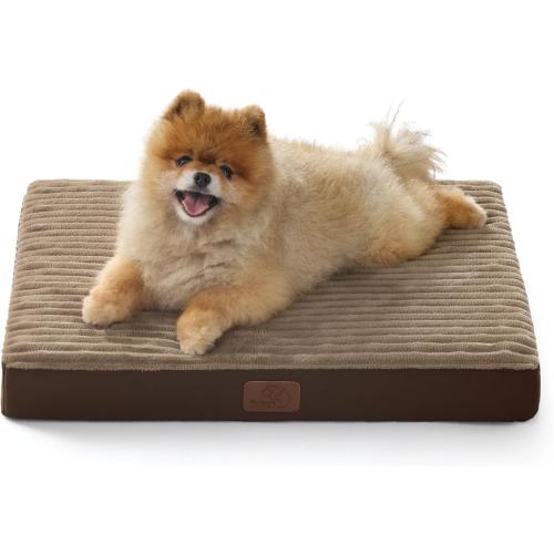 Bedsure ComfyFleece Dog Bed for Small Dogs - Orthopedic Pet Beds with Removable Washable Cover, NOT Waterproof Egg Crate Foam Puppy Mat, NOT for Chewers