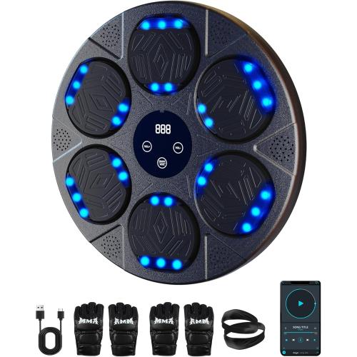 2025 Bluetooth Music Boxing Machine 3.0 for Adults-Kids, Interactive Wall Mounted Workout Punch Game with 4 Gloves for Parent-Child, Light & Sound Training, Home Fitness & Stress Relief