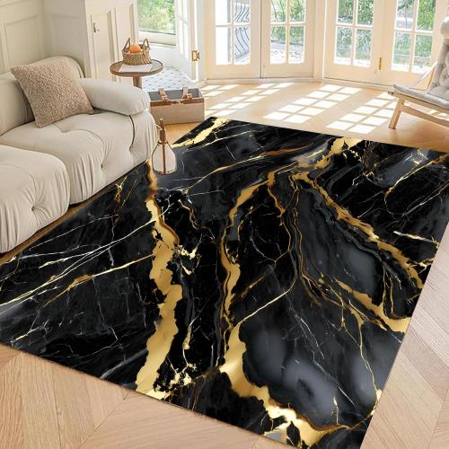 Size Large Marble Rugs for Living Room:  Abstract Black and Gold Marble Area Rug Non Slip Washable Carpet Floor Mat for Bedroom Dorm Kitchen Classroom Dining Room Hallway