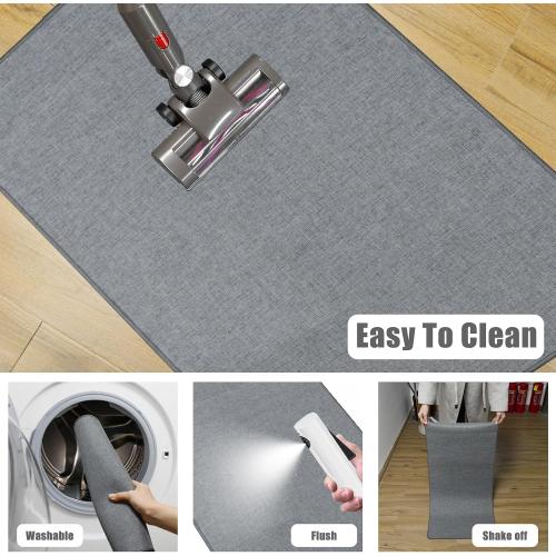 Yancorp 3'x5' Ultra Thin Bathroom Rugs,Low Profile Bath Rug,Rubber mat,Fit Under Door,Non Slip,Machine Washable Shower Rug,Dark Grey