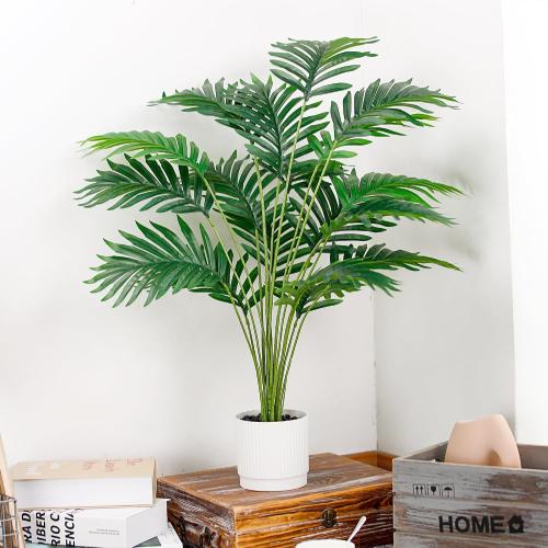 Der Rose 28'' Artificial Palm Tree Tall Fake Tropical Faux Trees Indoor and Outdoor for Home Bathroom Porch Outside Patio Decor (White Pot)