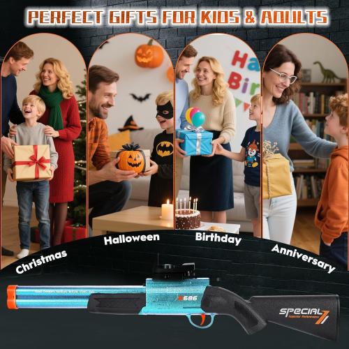 Toy Gun Double Barrel Toy Shotgun,with 40 Soft Bullet Darts and Goggles,Foam Dart Blaster with Scope,Christmas Birthday Gifts for Kids Adults Boys Age 8  (Blue)