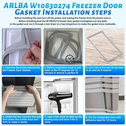 2 Pack Upgraded W10830274 Refrigerator French Door Gasket Replacement Compatible with Maytag Whirlpool Refrigerator Door Gasket Fridge Seal EAP11759518 W10443273 PS11759518 WRX735SDBM02 WRX735SDHZ10