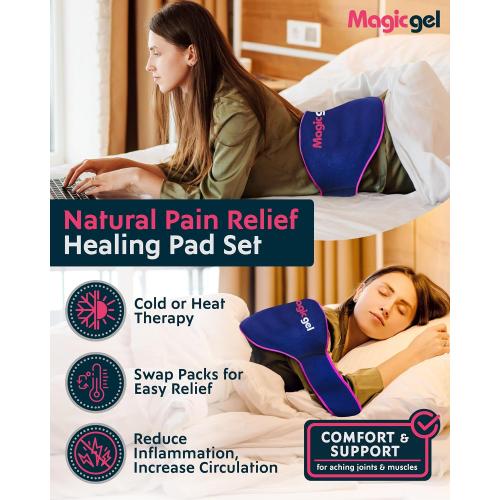 Magic Gel Ice Pack for Back Pain Relief | 2 Pack Reusable Lower Back Wrap for Hot or Cold Therapy | Relief for Lower Lumbar, Sciatic Nerve, Herniated or Degenerative Disc, Coccyx, Tailbone Pain