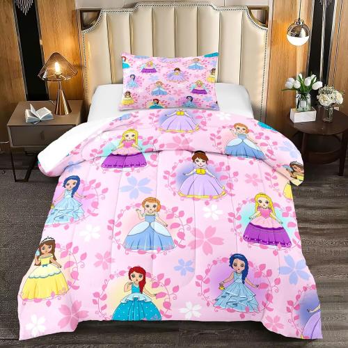 Princess Comforter Sets Standard for Girls, Cute Princess Bedding Comforter Sets, Pink standard Size Comforter Set for Girls Kids Standard Bedding Set with 1 Pillowcase