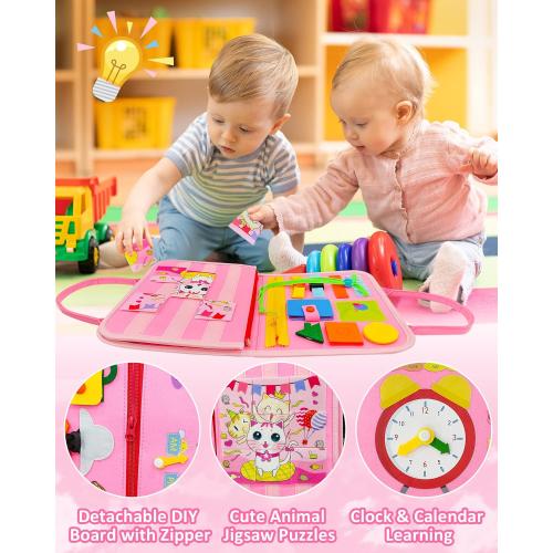 Exorany Busy Board Montessori Toys for Toddler Girls & Boys Birthday Gifts, Sensory Toys for Toddlers, Educational Travel Toy, Preschool Activities for Learning Fine Motor Skills