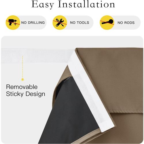 NICETOWN Khaki 100% Blackout Sidelight Curtains for Side Window Privacy