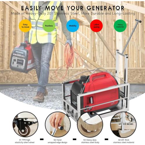 Generator Covers While Running,Portable Generator Cover with Cart, for HD-iPower-Champion1000w-2500w Portable Generators,900D Covers  201 heavy-duty stainless steel Cart, (23.2X14.1X19.6 inches).