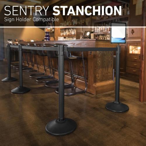 US Weight Sentry Stanchion with Retractable Belt, Easy Connect Assembly, Black, 6.5' Belt (2 Pack)
