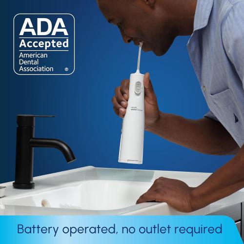 Waterpik Cordless Express Water Flosser, Battery Operated & Portable for Travel & Home, ADA Accepted, Waterproof for Shower Use, White WF-02, Packaging May Vary