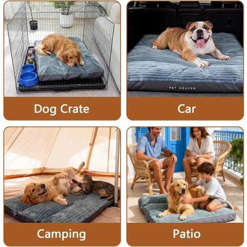 XL Dog Bed for Large/Big Sized Dogs -Dog Crate Pad Removable Washable Cover, Non-Slip Bottom, Pet Mat Comfort Cushion for Joint Relief, Deep Sleep & Home Decor