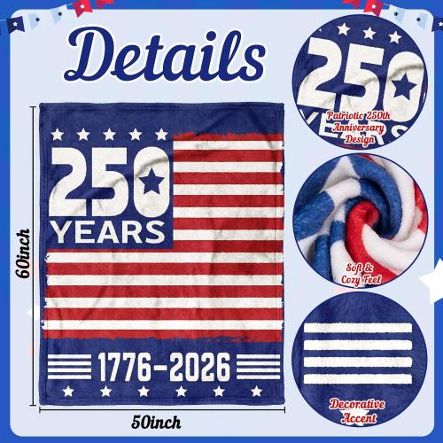 Tieshankao 4th of July Throw Blanket – American Flag Patriotic Decor for Independence Day, Veterans, Women, 250th Anniversary-Themed Gifts