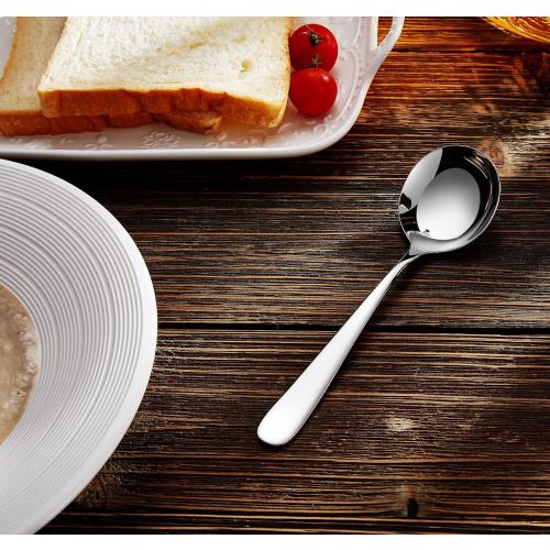 KEAWELL Premium 7 Louise Soup Spoons, 18/10 Stainless Steel, Dishwasher Safe (4)
