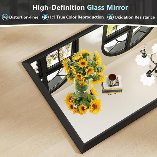48x36 Inch Black Bathroom Mirror for Wall, Beveled Framed Rectangle Bathroom Vanity Mirrors for Over Sink, Bedroom, Living Room, Entryway, Anti-Rust, HD Tempered Glass, Horizontally/Vertically