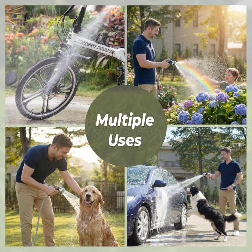 Retractable Garden Hose Reel 1/2 inch x 100ft, 3-Ply Reinforced Heavy Duty, Any Length Lock, 180° Swivel Bracket, Slow Return, Auto-Layering, 10 Spray Patterns for Outdoor Watering