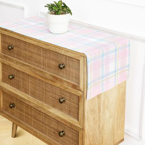 Solino Home 100% Pure Linen Table Runner Plaid, Palm Beach Plaid 14 x 36 in COLOR RED- ORANGE