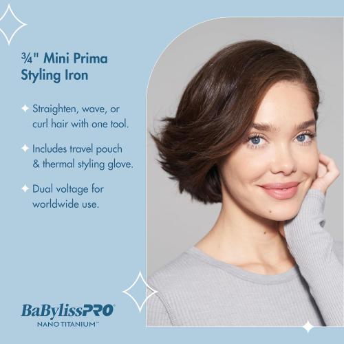 Nano Titanium Prima2000 Ionic Styling Iron, 3/4 stainless steel travel/mini iron, all hair types