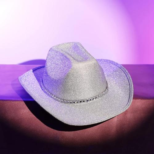 MBMSHEGH Cowgirl Hat Cowboy Hats for Women Fluffy Feather Brim Cowboy Hat for Bachelorette,Cosplay Fancy Dress Dress-up Party