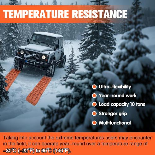 YATOINTO Off-Road Traction Boards, Recovery Boards for 4WD Mud,Sand,Snow,Rock Tracks.4X4 Pair Recovery Tracks Tire Traction Mats with 2 Straps&Storage Bag for RV Truck Jeep SUV,Orange