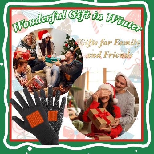 Black Lightweight Winter USB Electric Heated Gloves for Men Women-Touch Screen Thermal Hand Warming Black Knit Gloves