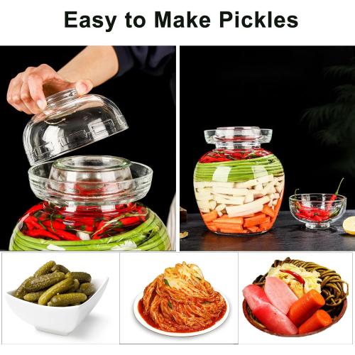 1.5L Glass Jar with Lid Fermentation Jar, Traditional Fermenting Kit Crock with Water Seal Airlock Lid, Pickle Jar for Pickles Kimchi, Sauerkraut, Wine Brewing Kombucha