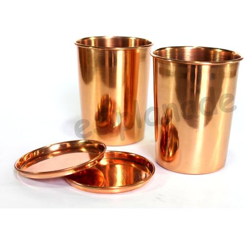eSplanade Copper Glasses | Moscow Mule Shot | Seamless Copper Glass | Travel Friendly with Ayurvedic Health Benefits (Glasses Set of 2)