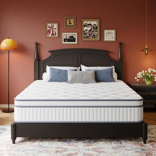 Twin Mattress, 8 Inch Twin Size Mattresses in a Box, Hybrid with Gel Memory Foam and Pocketed Springs for Motion Isolation & Enhanced Support, Medium Firm, CertiPUR-US Certified