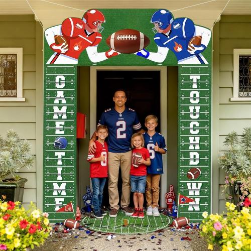 Gilprop 3 Pcs Football Party Decorations Porch Sign Banner Football Welcome Door Cover Banner for Birthday Decoration Party Favors Sports Game Theme Hanging Decor Indoor Outdoor
