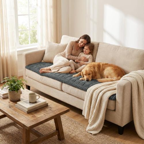 Smiry Couch Cover for Dogs Washable, Non Slip Fuzzy Pet Couch Covers for 3 Cushion Sofa Pet Friendly, Thick Soft Sofa Slipcovers Cushion Protector (Dark Grey, 27.6 x 59)
