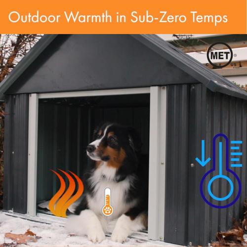 K&H Pet Products Lectro-Kennel Heated Outdoor Dog Pad, Durable Rigid ABS Plastic Waterproof Heated Pad for Cat & Dog Houses Outdoor, Washable Cover, Safety Listed - Large 28.5 X 22.5in Black 80W