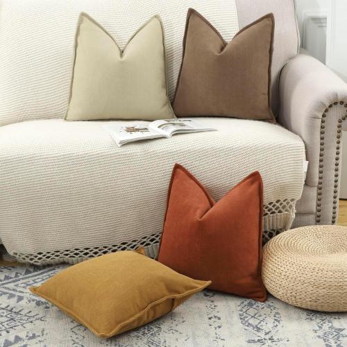 MADIZZ Textured Chenille Throw Pillow Covers Pack of 2 Natural Soft Decorative Accent Pillowcases Boho Neutral Couch Throw Pillow for Bed Home Decor for Sofa Livingroom 20x20 inch Rust