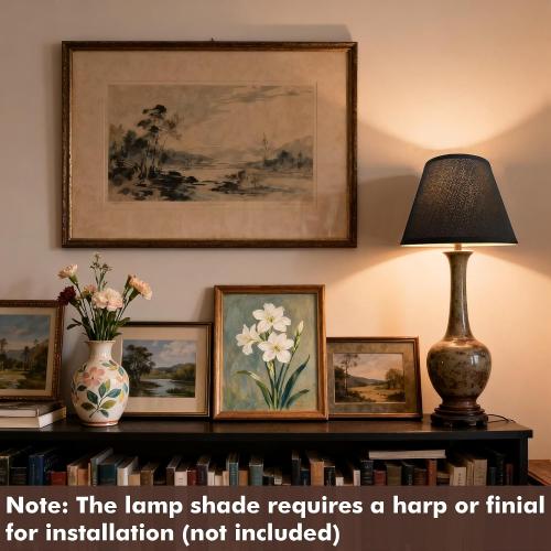 Black Small Lamp Shades Set of 2, 6x10x7 inch Empire Lampshades for Table, Floor & Wall Lamps, Assembly-Free, Spider Fitter Design, Replacement Fabric Lampshade for Bedroom, Living Room Decor