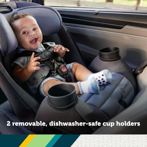 Safety 1st Ellaris 3-in-1 Convertible Car Seat, Slim Fit Design, Rear & Forward-Facing, 5-Position Headrest, 3-Across Fit, Travel-Friendly with Machine-Washable Seat Pad, Smokey Haze