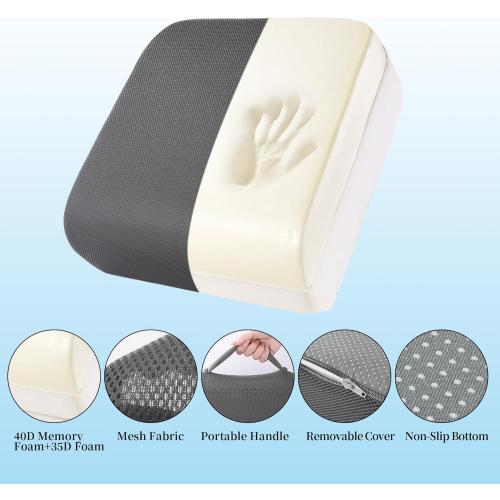 Extra Thick Chair Cushions,Office Chair Booster Seat Cushion to Raise Seat Height for Pain Relief, Non Slip Memory Foam Thick Cushion with Carry Handle（Dark Grey）