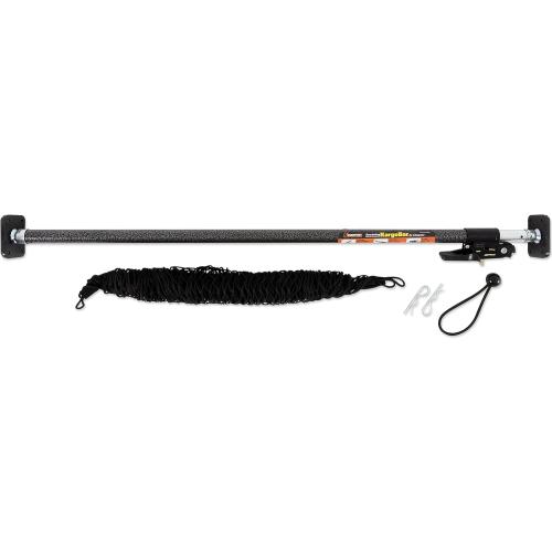 KEEPER Ratcheting Cargo Bar - Rubber, Black/Silver, Adjustable from 40-120 - Comes with 70” x 178” Storage Net (5060), For Truck