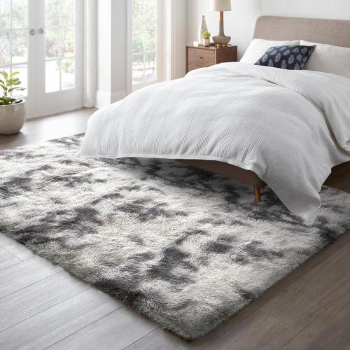 Ophanie Grey and White Area Rugs for Living Room 5x7, Fluffy Shag Large Fuzzy Plush Soft Carpets, Floor Shaggy Rugs for Bedroom, Carpet for Kids Boys Girls Dorm Nursery Home Decor Aesthetic