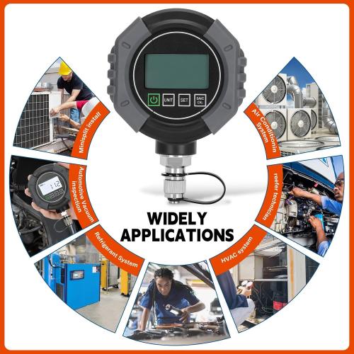 Pro HVAC Micron Vacuum Gauge, Digital AC Micron Gauge 0-75000 Microns