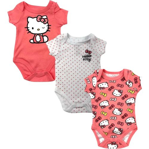 Hello Kitty Baby Girls’ 3-Pack Bodysuit – Infant Cotton Onesies Clothing Set