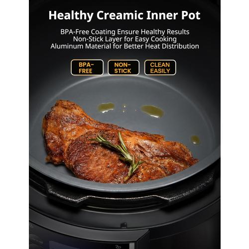 COMFEE’ 12-in-1 Electric Pressure Cooker, Instant Multi, Non-Stick Pot, Yogurt Maker, Rice Cooker, Slow, Sauté Steamer, Pressure Cooker 6 Quart Black
