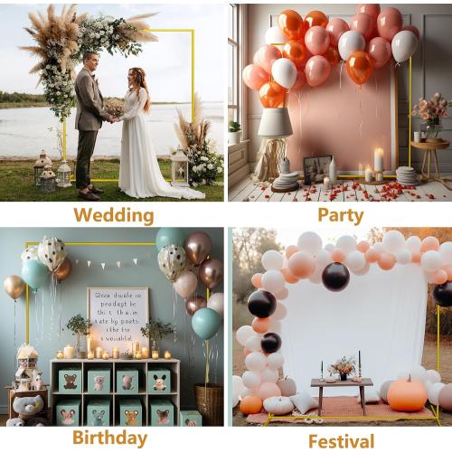 Wedding Arch, 6.6 FT x 3.3 FT Square Backdrop Stand for Ceremony, Gold Metal Arch Backdrop Stand for Parties, Balloon Arch Stand Backdrop for Anniversary, Birthday, Bridal, Baby Shower, Decoration