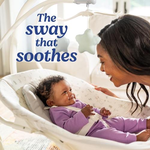 Graco Simple Sway Baby Swing, Side‑to‑Side Sway, Infant Swing with 6 Speeds, Vibration, Abbington