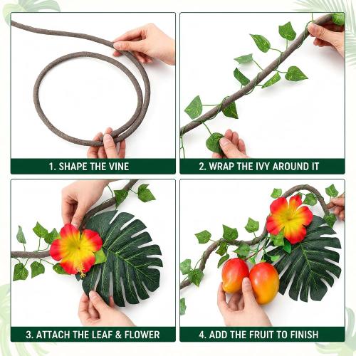 77PCS Tropical Jungle Decor Kit for Luau, Safari & Baby Shower