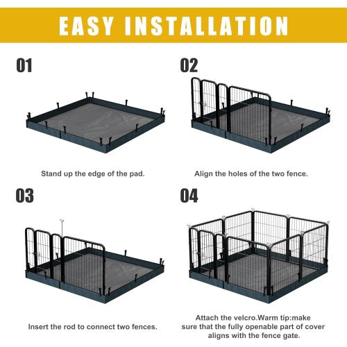 Dog Playpen with Bottom and Storage Bag, 32 H 8 Panels Puppy Pen with Square Bottom, Heavy Duty Dog Fence for Small/Medium Dogs
