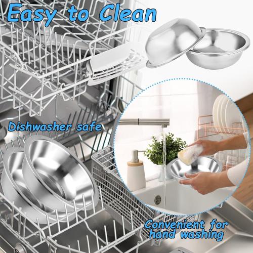 15PCS Metal Dog Bowls Bulk Stainless Steel 1.5-2 Cups of Dry Food Thickened Dog Bowl Travel Kennel Food and Water Dish, Pet Bowls Replacement for Medium Size Dogs Cats, Dishwasher Safe