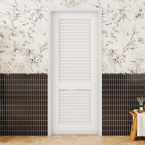 Louvered Interior Door, 32'' x 80'', Pre-Finished French Doors, Suitable for Closets/Bathrooms/Laundry Rooms/Storage Rooms, Single Louvered Closet Door Panel (Hinges Not Included)