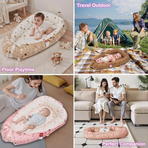 Baby Lounger, Newborn Lounger, Baby Nest Bed, Portable Baby Bed, Girl Boy Baby Essentials, Soft Breathable Portable Infant Lounger Essentials (Gray Elephant)