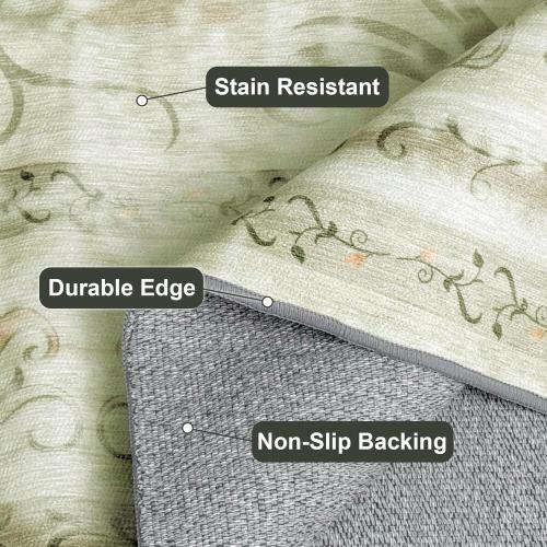 NORTHERN BROTHERS Washable Rug 6x9 - Area Rugs for Living Room Stain Resistant Non-Slip Backing Rugs for Bedroom, Low-Pile Vintage Large Area Rug