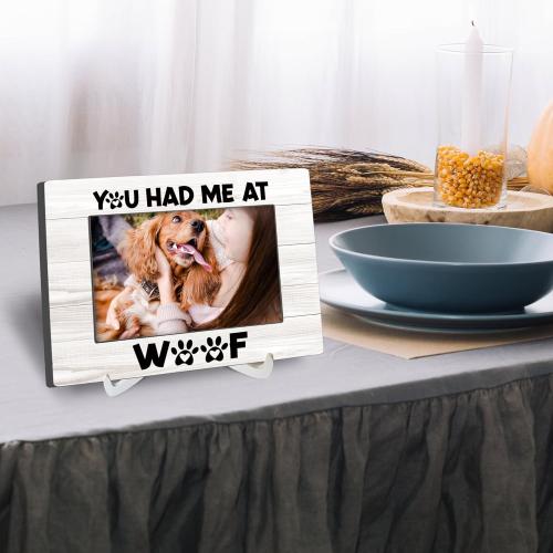 Dog Gift 8x6 Picture Frames, Dog Mom Gifts for Women, Gift for Dogs Owner, Pet Dogs Memorial Wood Photo Frame, You Had Me At Woof Pet Dad Gifts Picture Frame for Wall and Tabletop Display